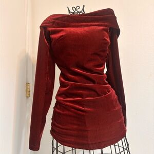 Papaya Red Long Sleeve Dress
